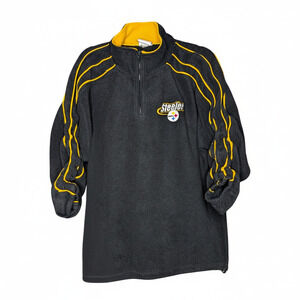 Steelers Womens M/L NFL Logo Black & Yellow Adjustable Sleeves Fleece Pullover‎